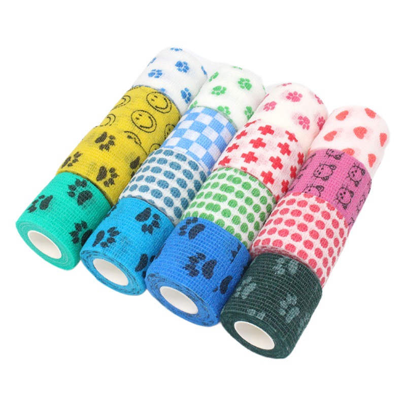 Picture of Factory wholesale non-woven self-adhesive elastic elastic bandage sports protection ankle pet print finger bandage