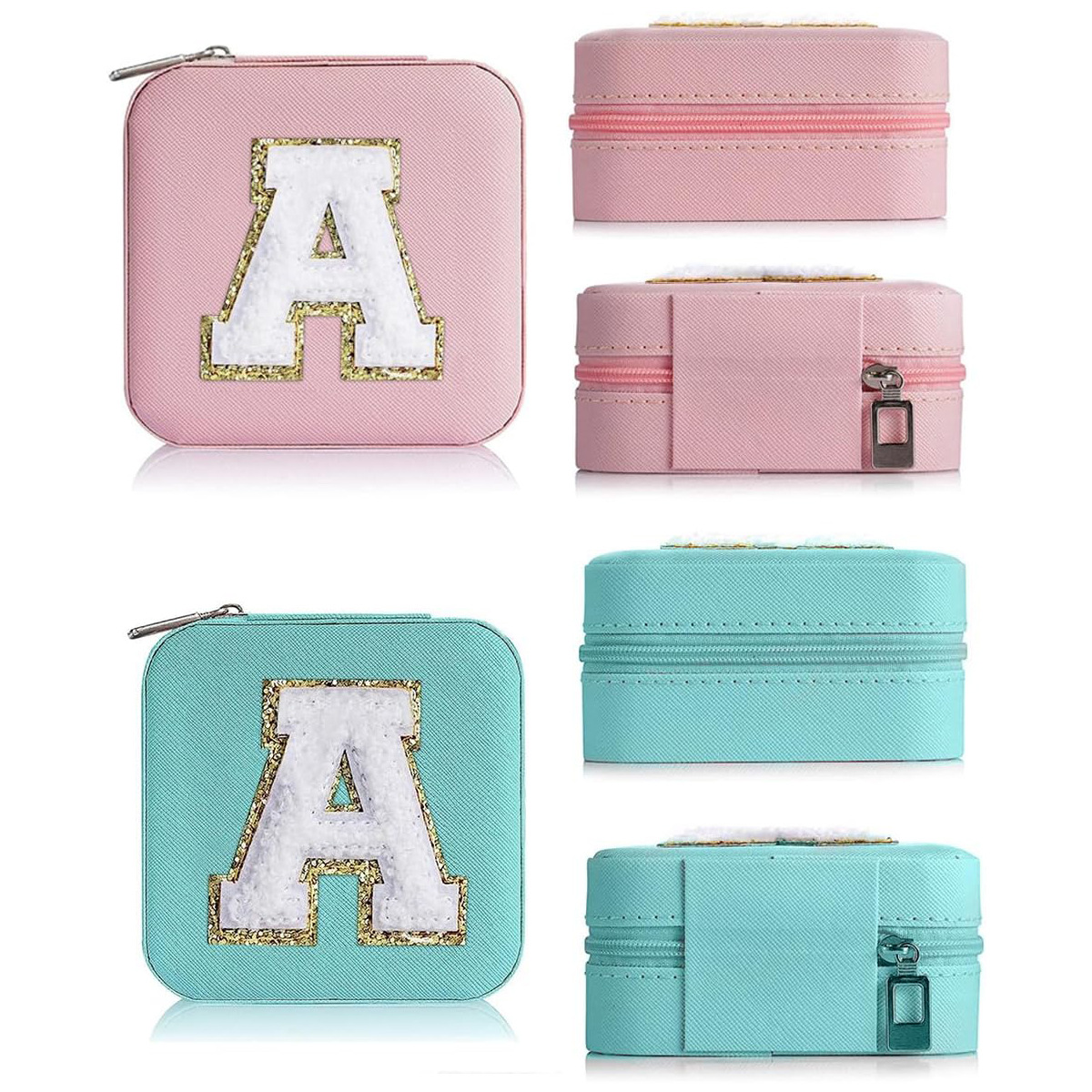 Exquisite Jewelry Box, Portable Ins-Style Letter Design, High-End Double-Layer Jewelry Box, Jewelry Storage Zipper Bag