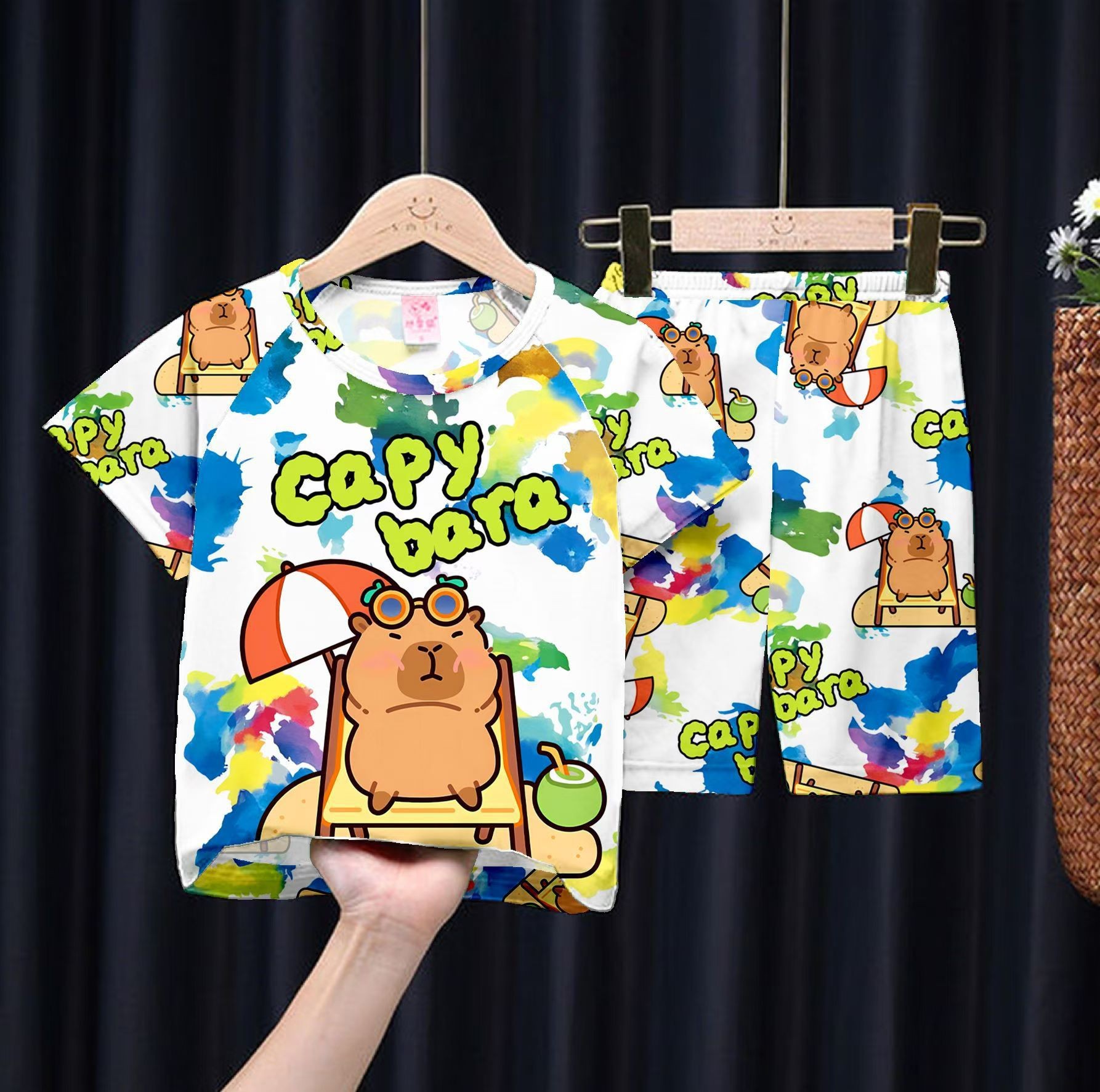 Picture of Wholesale Summer Children's Pajamas Cartoon Girls Short-Sleeved Shorts Thin Boys Casual Middle and Large Children's Suits Home Clothes