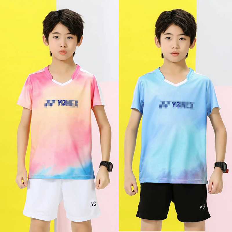 Children's Badminton Clothes Sportswear Boys and Girls Elementary School Students' Top Competition Training Clothes Quick-drying Jersey Short-sleeved 3715