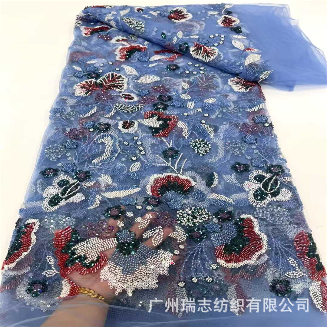 wedding dres European and American multi-color three-dimensional wedding dress flower embroidered sequins dress plant flower bead tube embroidery