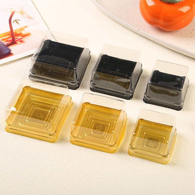Mid-Autumn Festival Square Moon Cake Box with Lid Heaven and Earth Cover Transparent Egg Yolk Crisp Blister Box Golden Plastic Pastry Base