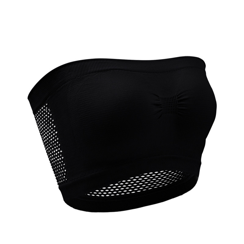 Picture of Foreign Trade Strapless Strap Mesh Underwear Top Outer Wear Anti-running Light Inner Wear Hollow One-line Tube Top Women Amazon