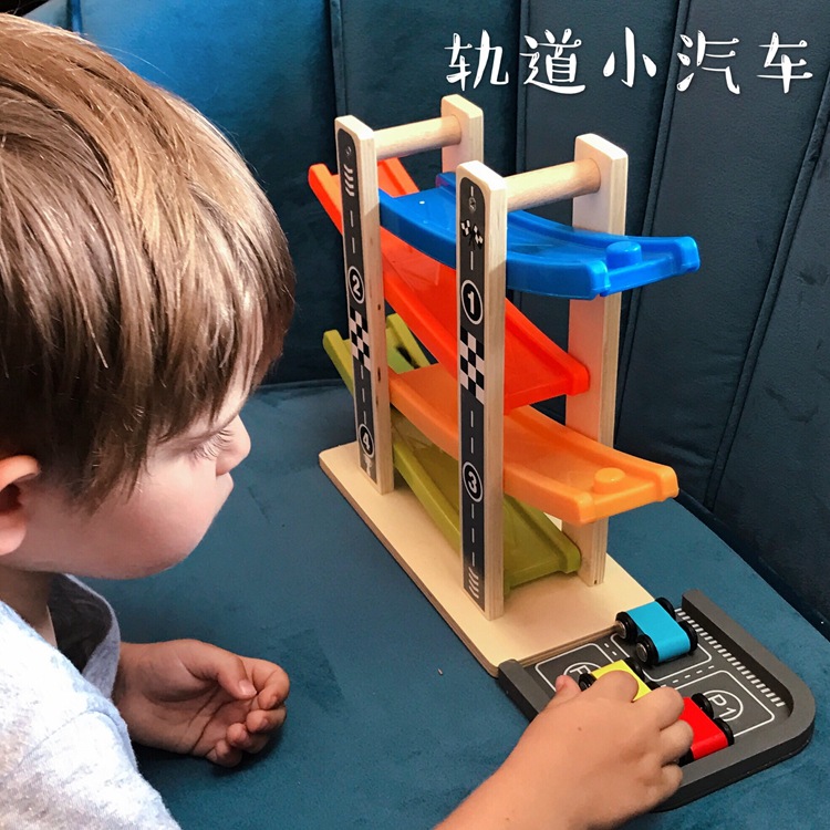Picture of Wooden Children's Puller Boy Girl Baby Sliding Rail Car Car Speed Inertia Glider Toy