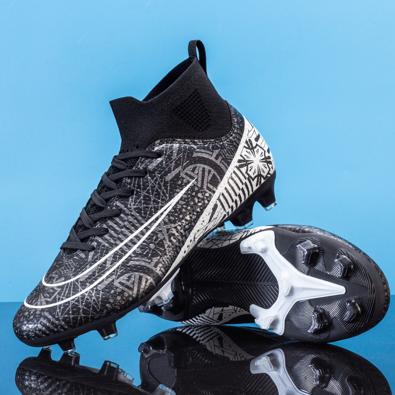 Picture of Cross-Border High-Top Adult Football Shoes for Men and Women Tf Broken Spikes Artificial Turf Ag Long Spikes Student Training Football Shoes Wholesale