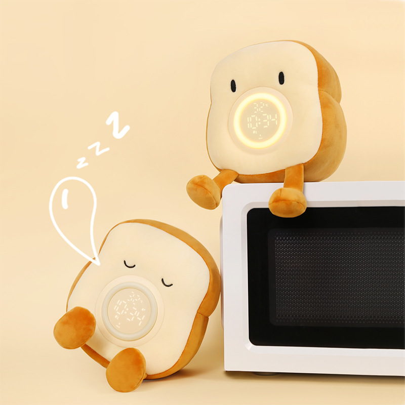 Picture of Cross-border Plush Charging Children Sleeping Companion Toast Student Special Alarm Clock Night Light Wake-up Artifact