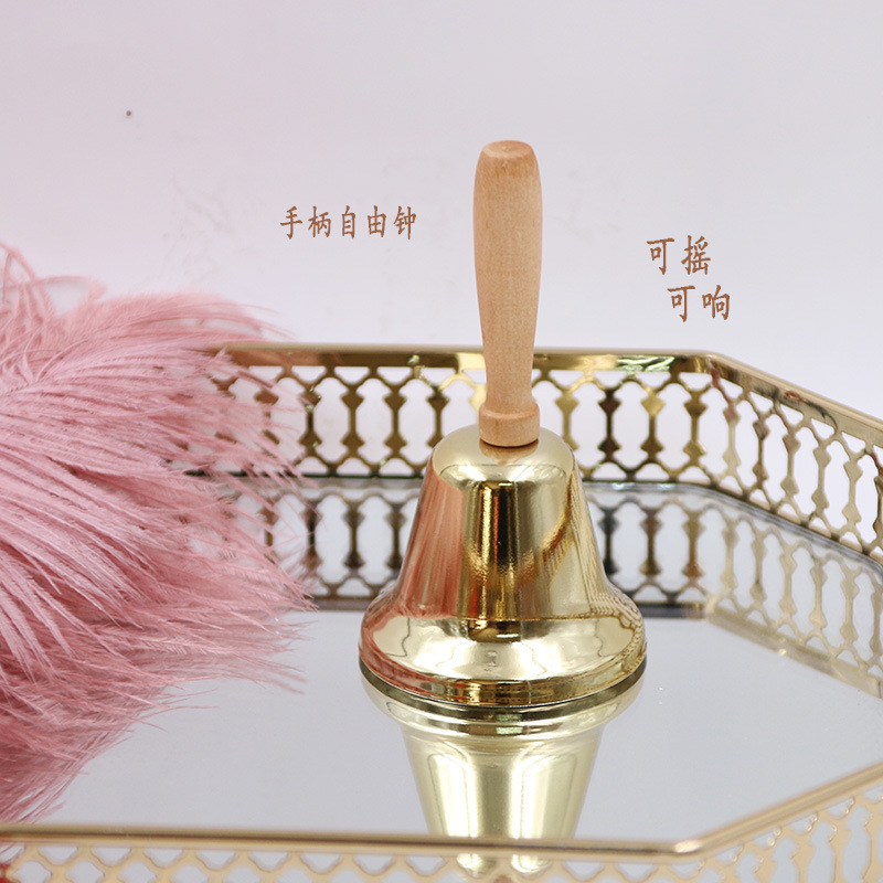 Christmas supplies new wooden handle Christmas hand bell creative metal Christmas opening bell bell place decorations