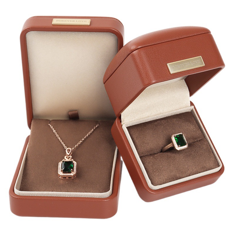 Gold Label PU Leather Jewelry Box Luxury High-end Sense Ring Box Necklace Packaging Box Bracelet Box Bracelet Jewelry Box