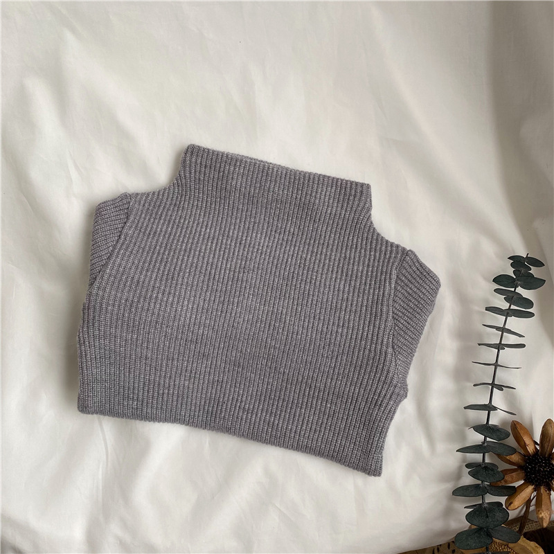 Picture of GL-kids Korean Autumn and Winter Children's Cashmere Thickened Mock-High Collar Base Shirt Men's and Women's All-Match Top Long-Sleeved T-Shirt