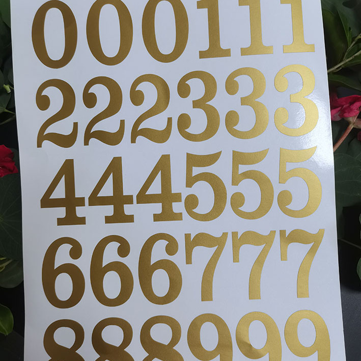 Wholesale PVC digital sticker flat waterproof sticker diy carved hollow digital hand account sticker