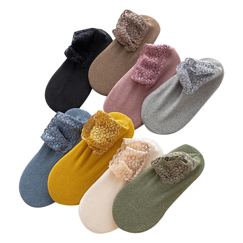 Velvet Socks Women's Short Socks Autumn and Winter Warm Socks Non-slip Thickened Socks Lace Moon Sleeping Socks Floor Socks for Women