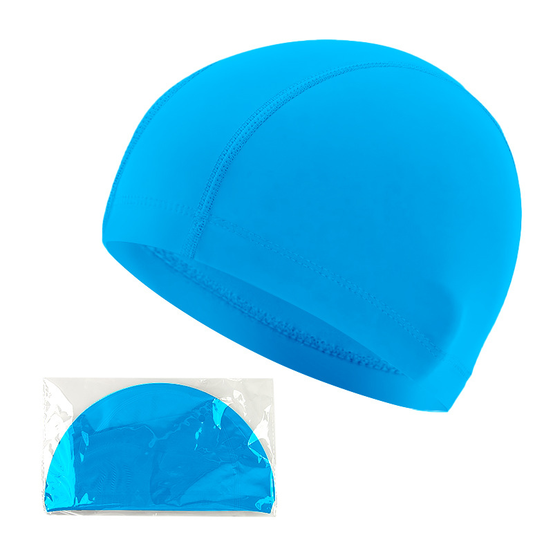 Picture of Swimming cap adult cloth cap swimming cap polyester nylon four needle six thread unisex large swimming belt paper card wholesale