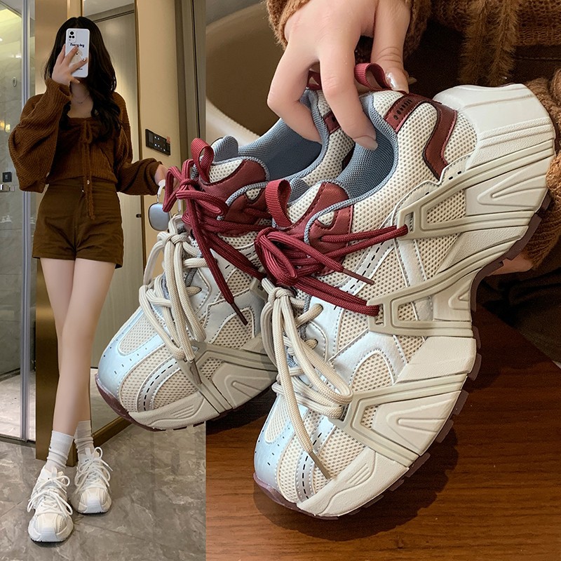 Color Matching Torre Shoes Women's 2024 New High Heel Autumn Explosions Women's Shoes All-match Increased Thick Sole Casual sneaker