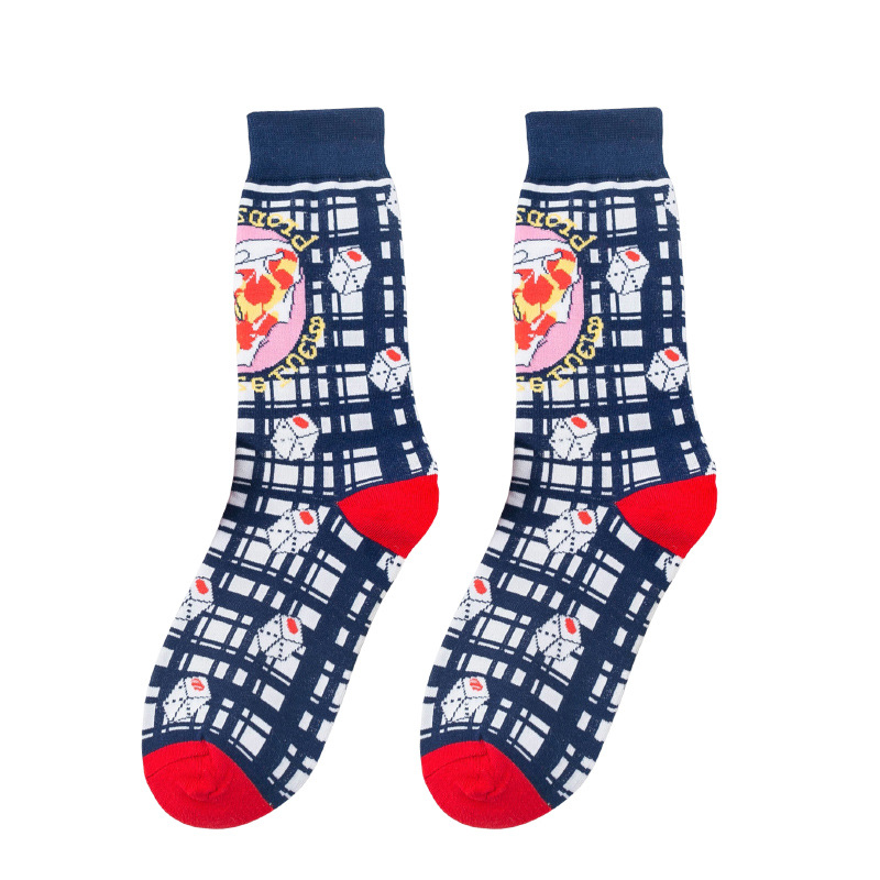 Picture of OLITA French Illustration Cartoon Artistic Plaid Women's High-rise Japanese Style Retro Casual Cute Socks Ins Trendy