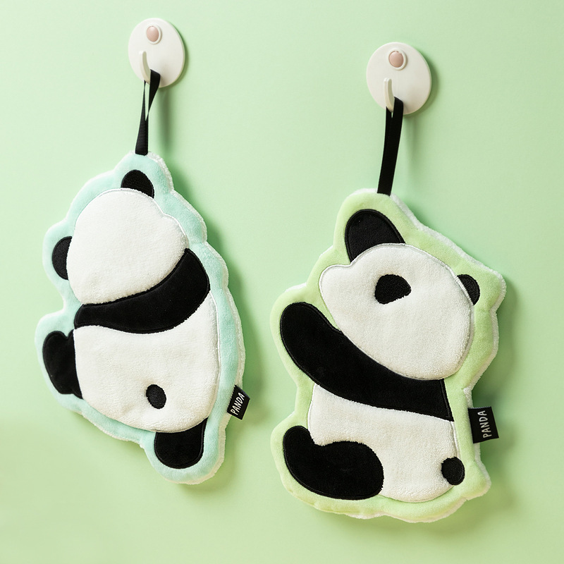 Giant Panda Towel Cute Cartoon Absorbent Coral Fleece Towel Kitchen Rag Three-layer Thickened Handkerchief Accompanying Gift