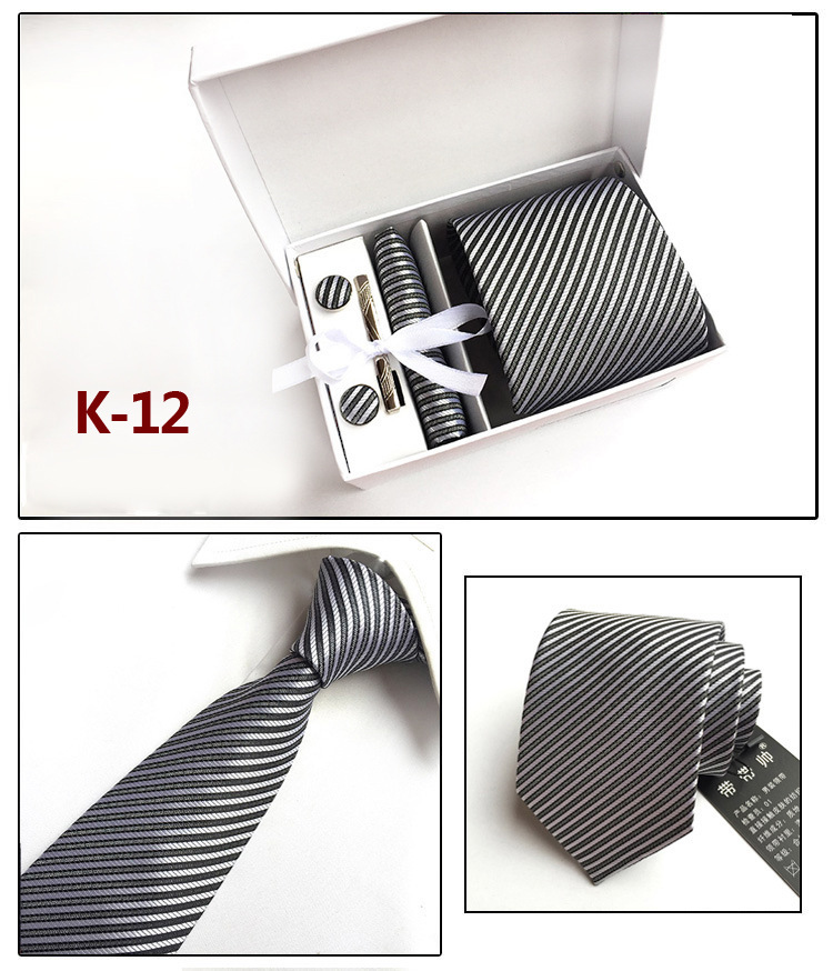 Picture of Manufacturers wholesale men's tie in stock gift box 6 pieces suit group tie business formal tie