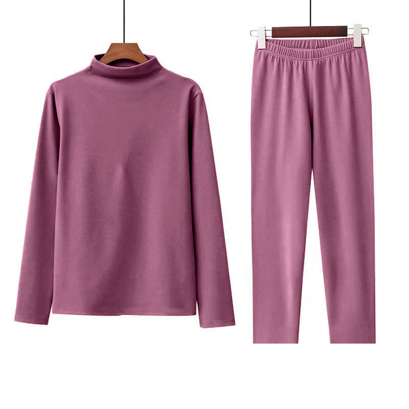 Picture of Warm Suit women's autumn and winter half turtleneck fleece-lined de thin undershirt underwear home wear autumn clothes long pants
