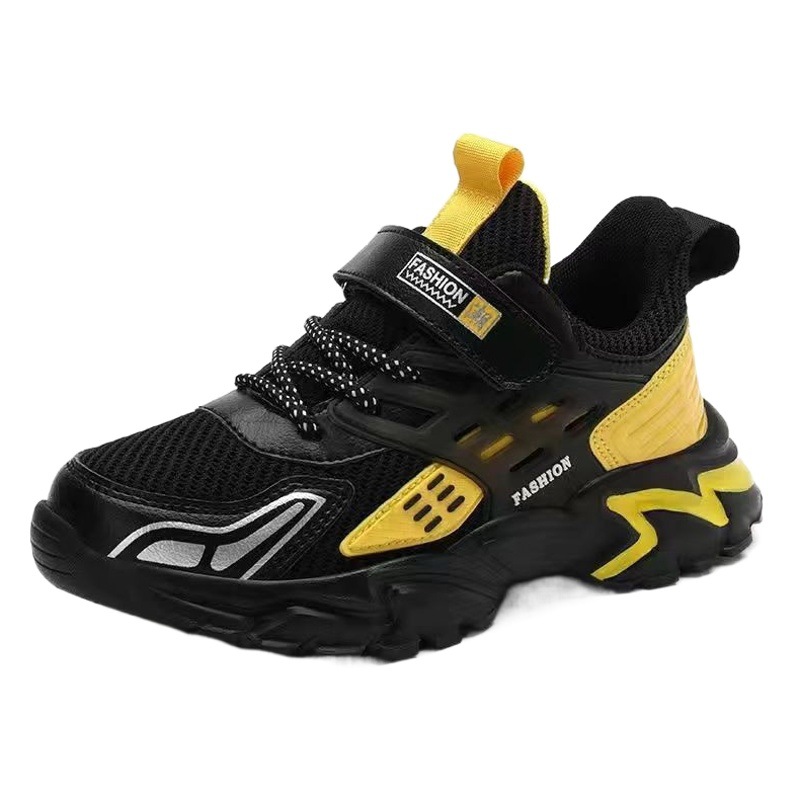 Wholesale Boys' Shoes, Children's Sports Shoes, Mesh Breathable Spring and Autumn Leather New Style Student Middle and Large Children's Campus Shoes
