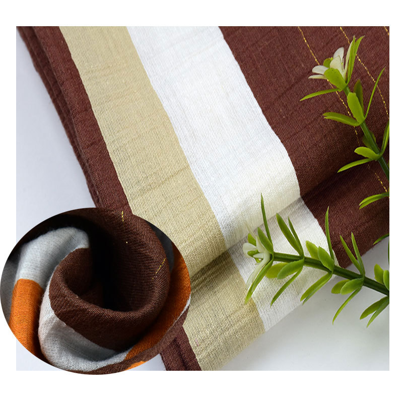 Gold and Silver Silk Nylon Hemp Cotton Blended Yarn-dyed Ribbon Cloth Monofilament Brocade High-end Women's Dress Fabric