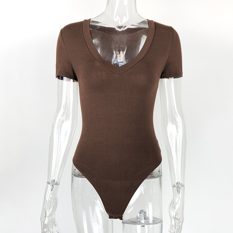 Picture of Bodysuit 2025 summer new European and American foreign trade women's Amazon short sleeve V-neck sexy tight jumpsuit
