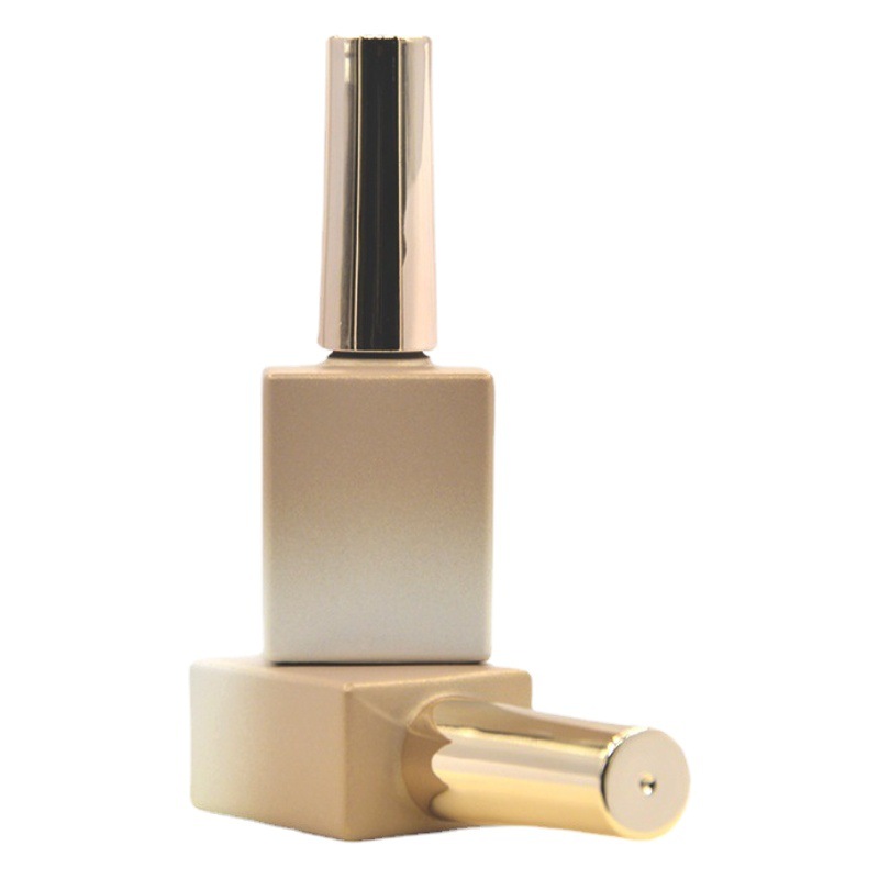 Spot 10ml square gradient color nail polish empty bottle electroplated gold nail polish cap brush to avoid light nail polish glass bottle