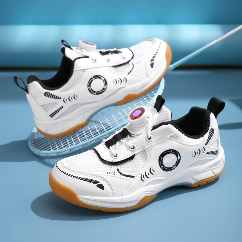 2025 Badminton Shoes Men's New Shoes Children's Youth Breathable Mesh Sports Shoes Girls' Rotating Buckle Training Shoes