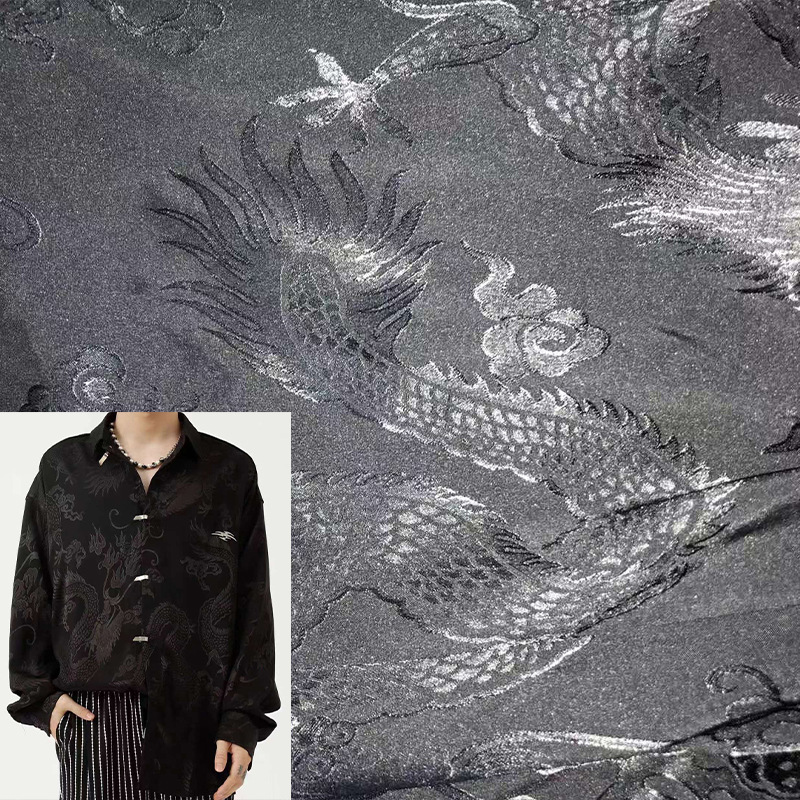 Xiaojun textile new Chinese fabric imitation acetate satin Chinese dragon jacquard fabric shirt dress children's cheongsam