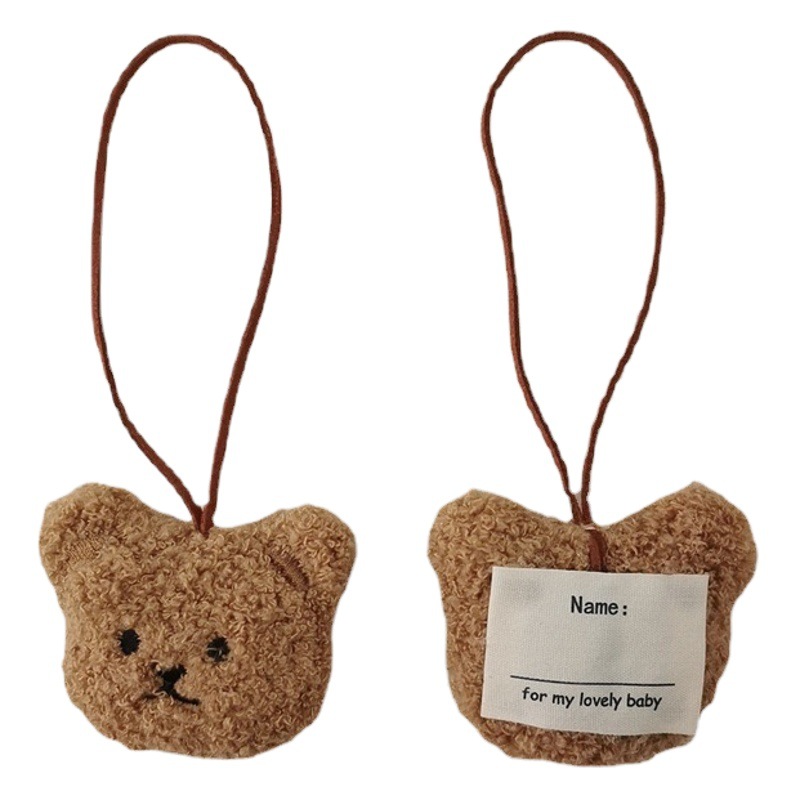Korean style bear name brand ins cute bear doll bag pendant children's name tag keychain ornaments