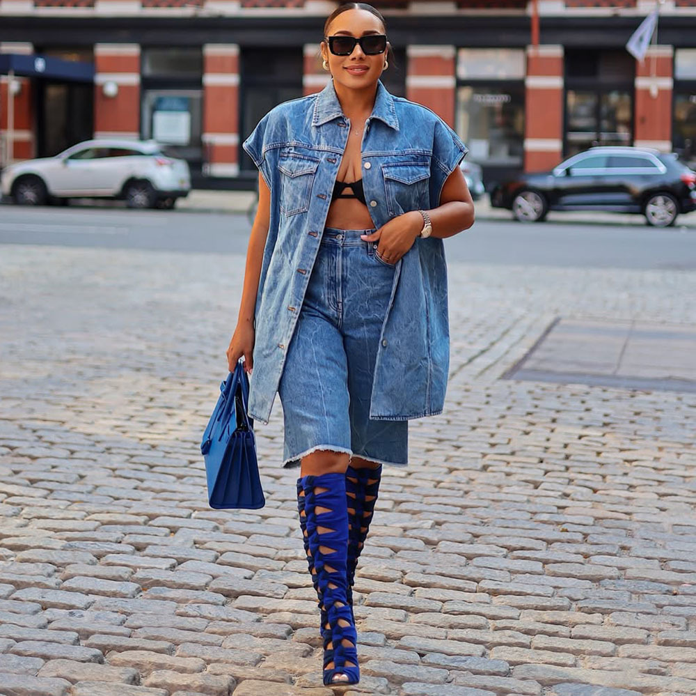 Picture of European and American women's casual Denim coat Amazon cross-border women's fashion Denim jacket sleeveless waistcoat