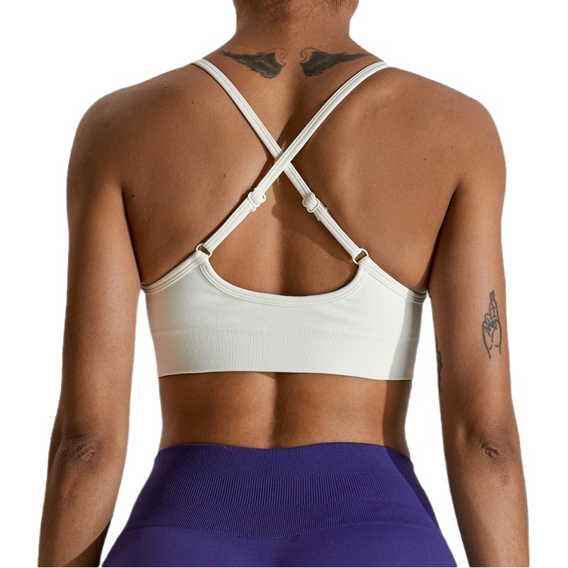Cross-border new seamless sports underwear women's cross back yoga vest high elastic outdoor running workout clothes top