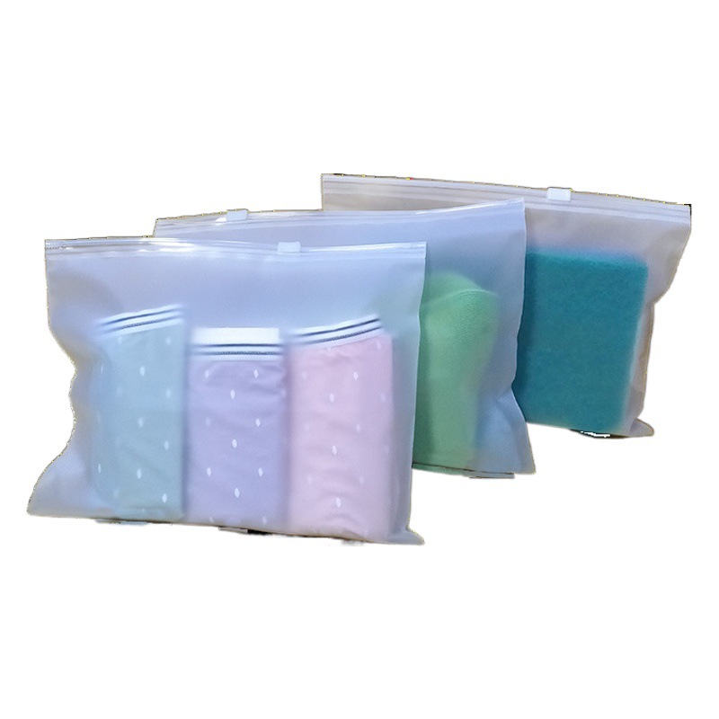 Horizontal version frosted zipper bag underwear pants plastic packaging bag in stock printable eva zipper clothing packaging bag