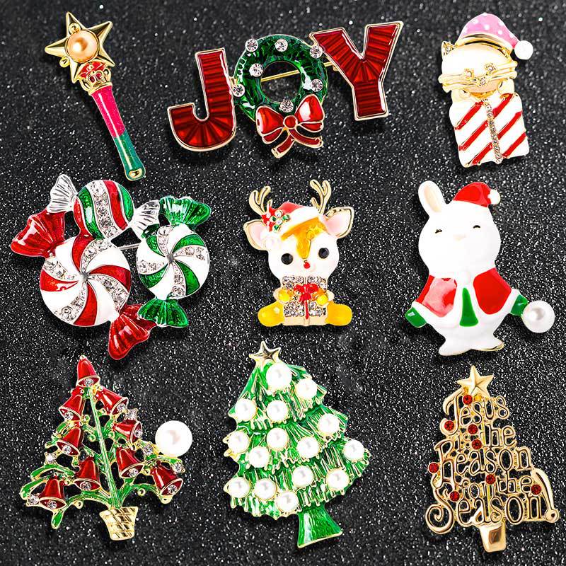 Picture of European and American Christmas brooch cartoon cute red brooch fashion high-end oil drop pin for men and women