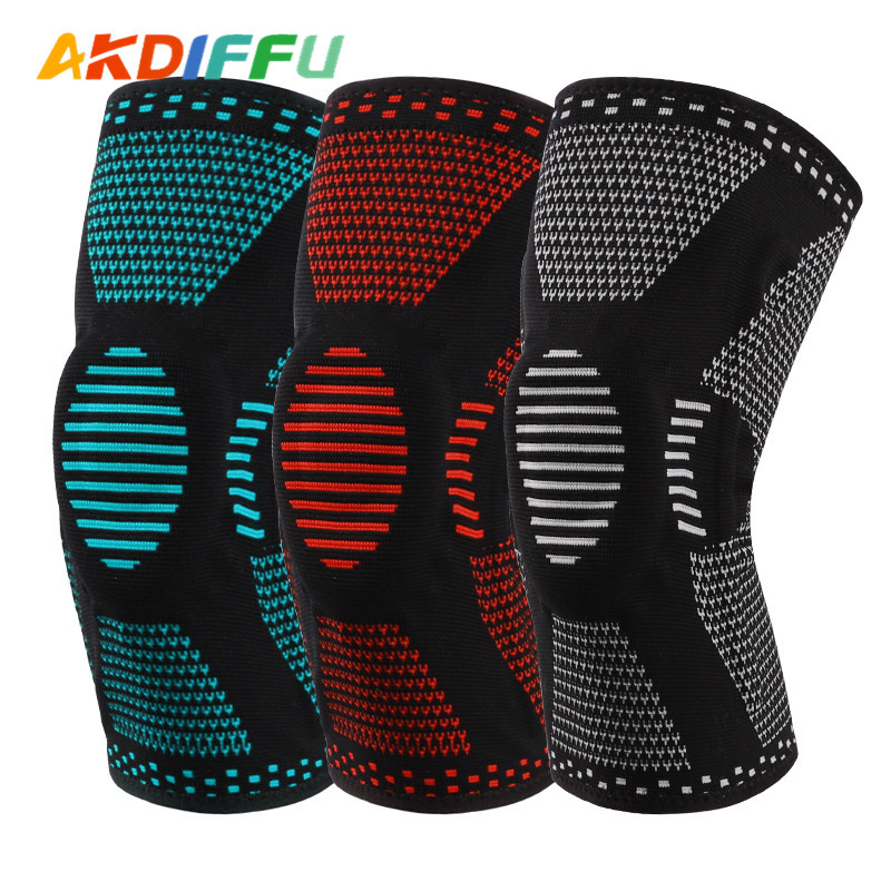 Summer outdoor protective gear pressure Sports silicone Spring Breathable kneecap mountaineering running basketball riding knitted kneecap