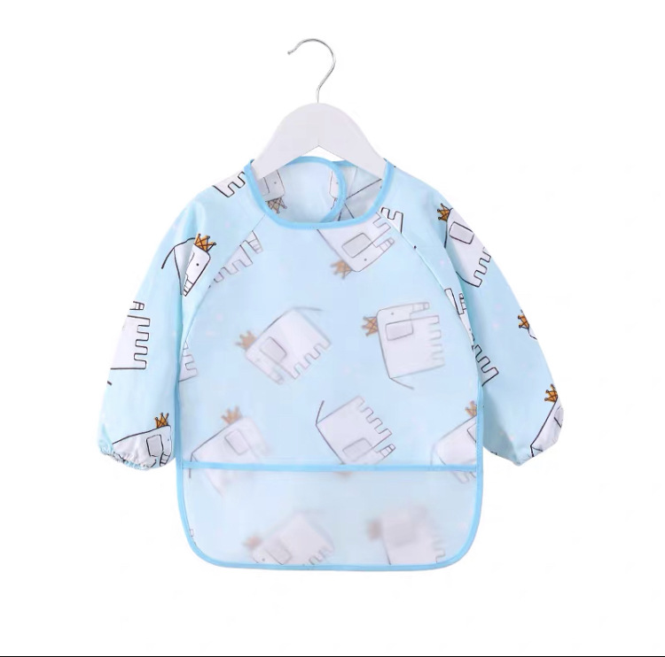 Picture of Baby Eating Smock Waterproof and Anti-Dirty Little Girl Bib Kidsren's Long-Sleeved Reverse Dressing Autumn and Winter Baby Male Protective Clothing