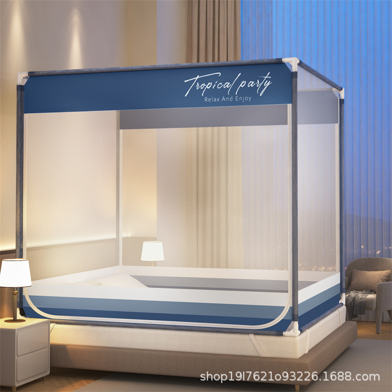 New square top mosquito net home sitting bed type anti-drop encryption and height 1.8 double door zipper full bottom/factory wholesale