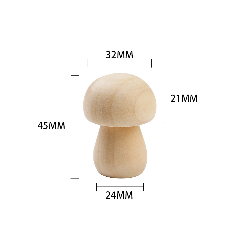Picture of diy Creative Children's Painted Wooden Mushroom Original Wood Mushroom Mushroom Man Home Decoration Crafts Ornaments
