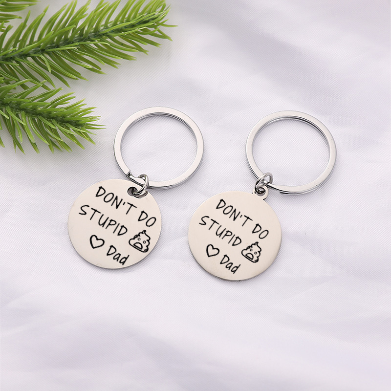 European and American cross-border jewelry don't't DO STUPID 2023 new stainless steel round key chain accessories a-z