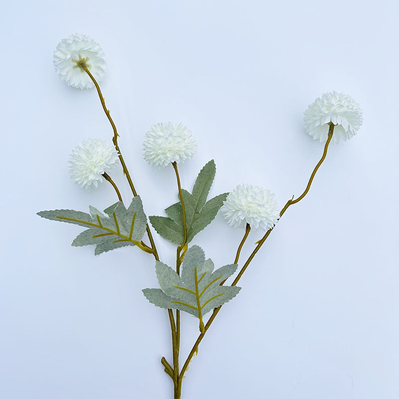 Picture of Simulation of 5 autumn dandelion ball chrysanthemum 5 small onion ball wedding home decoration bouquet soft photography props pu