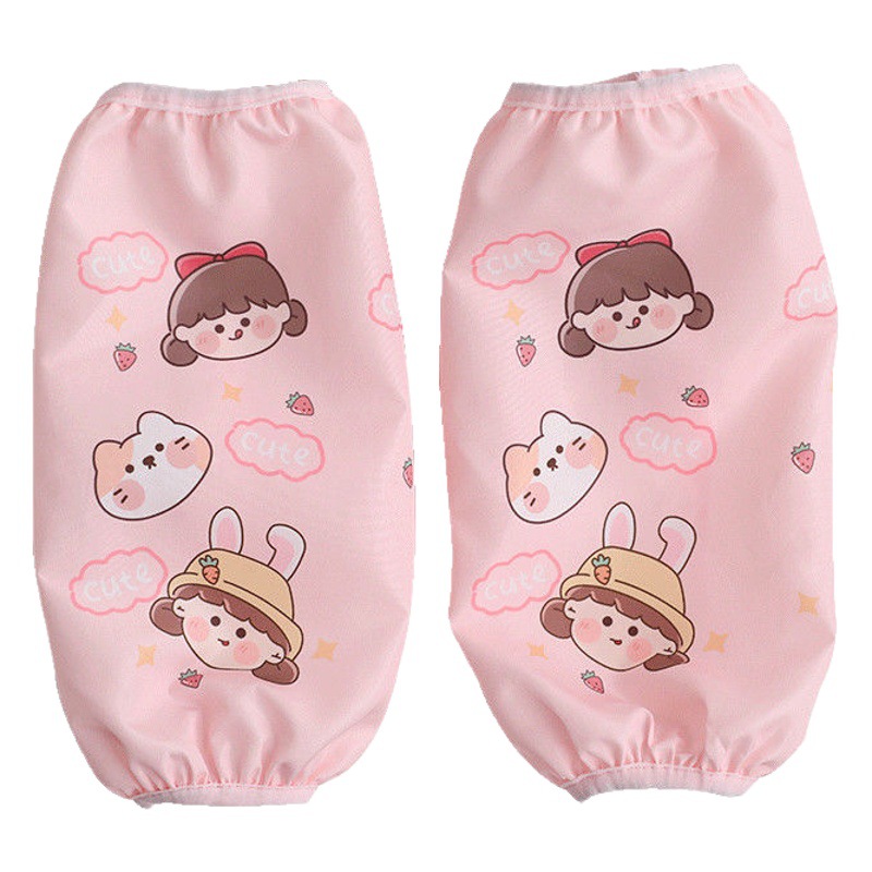Korean Style Cartoon Waterproof Elasto Sleeve Women's Autumn and Winter Student Adult Long Kitchen Clothes Anti-Stain and Dirty Resistant Sleeve