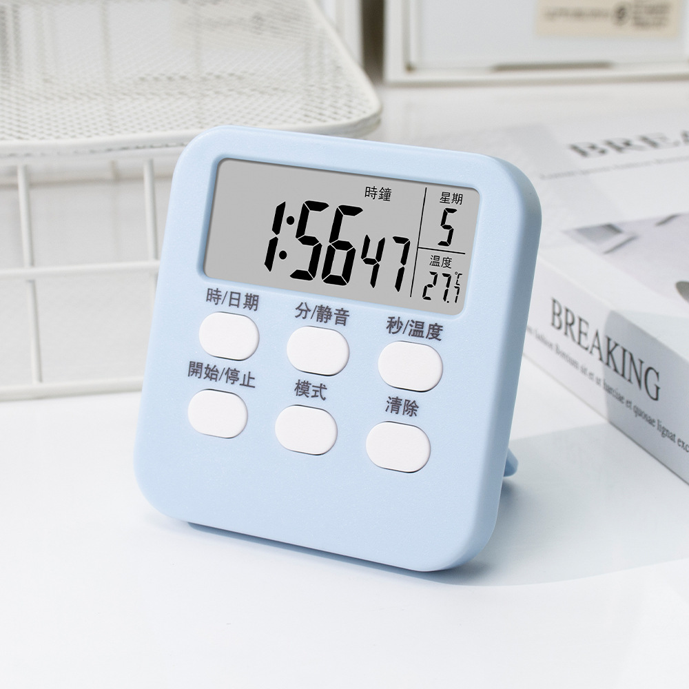 Picture of Multi-function large screen timer kitchen baking timer with clock timer student time manager