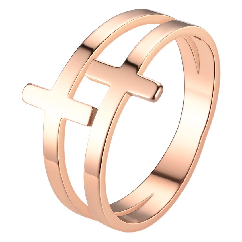 Double cross ring cross-border best selling European and American creative hollow plain ring lovers ring jewelry manufacturers wholesale