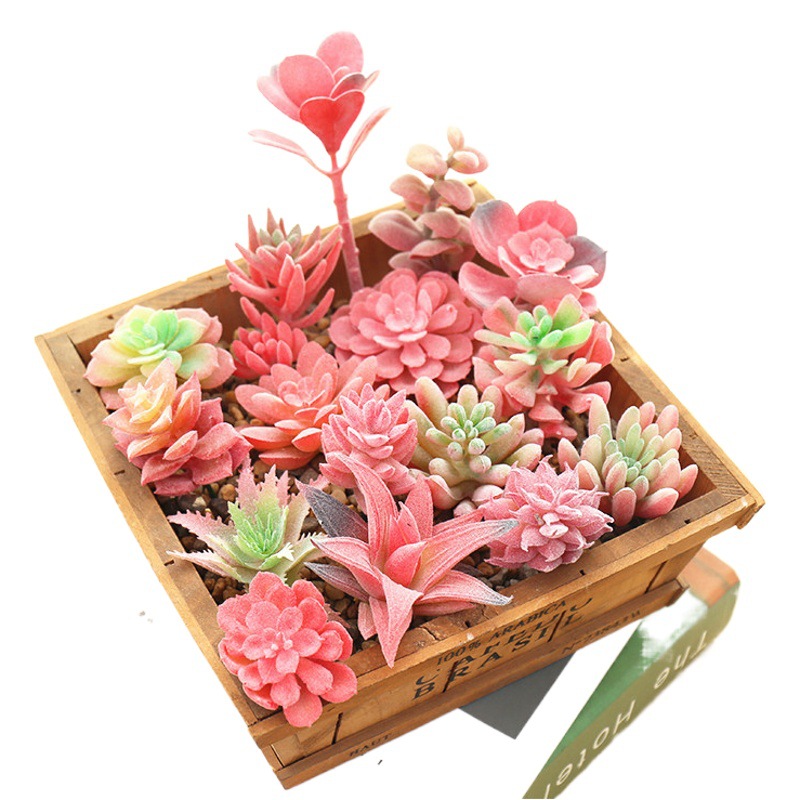 007 simulation fleshy flocking red series creative DIY supplies flower arrangement accessories plant wall decoration a generation of hair
