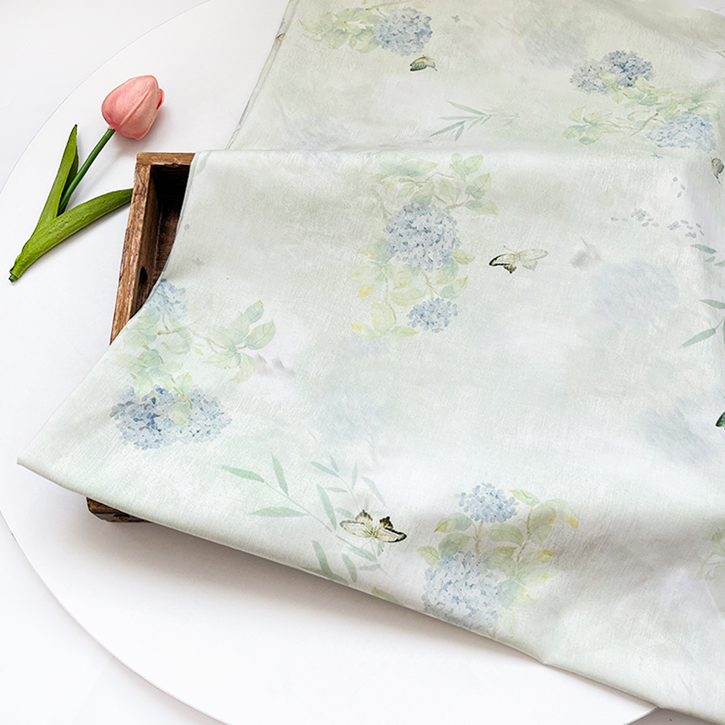 Cotton 60 Count Poplin Butterfly Hydrangea Digital Printing Fabric Clothing Women's Dress Shirt Skirt Fabric
