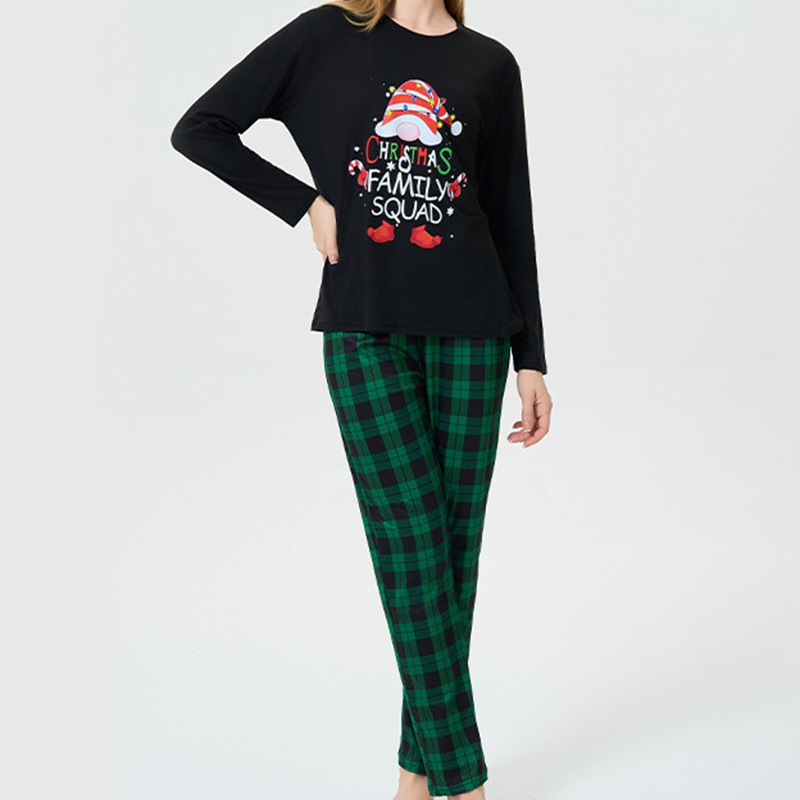 Autumn Thin Pajamas Set European and American Style Christmas Print Pajamas Set Christmas Hat Dwarf Lady Amazon