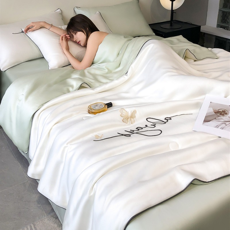 Picture of Class a Light Luxury Washed Ice Silk Summer Quilt Four-Piece Set Air-Conditioned Quilt Embroidered Summer Cool Quilt Three-Piece Set Summer Thin Quilt Ins