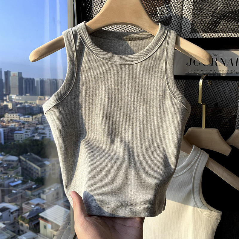 Picture of Foundation Threaded Camisole Women's Outer Wear Summer New Slim-fit Short Sleeveless T-shirt Inner Base Shirt Top