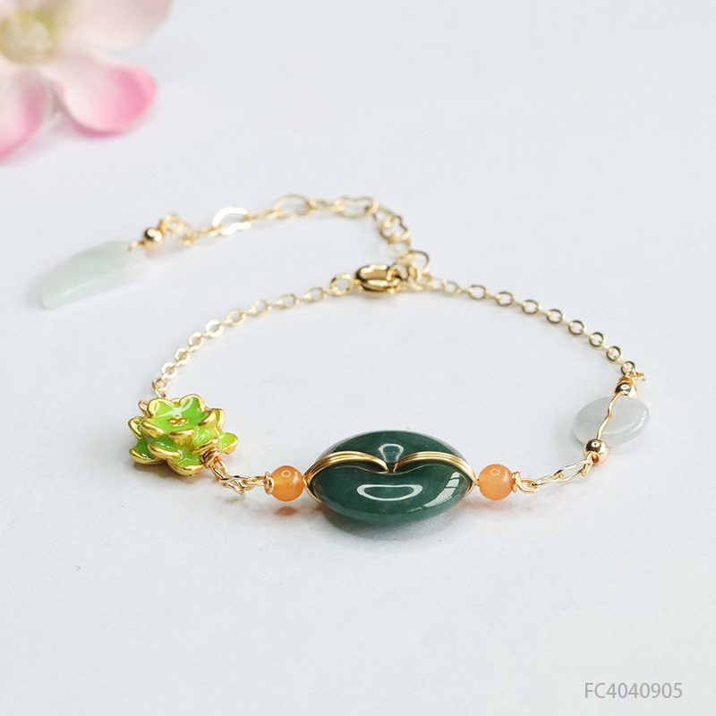Attache Natural a Goods Jade Bracelet Blue Water Safety Buckle Jade Bracelet Factory Wholesale Behalf of FC 4040905