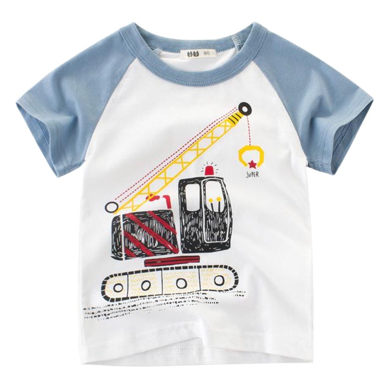 K-Style of Kidsren's Clothing Summer New Kidsren's Clothing Cartoon Car Baby Summer Clothing Boys Short-Sleeved T-Shirt Kids Wear