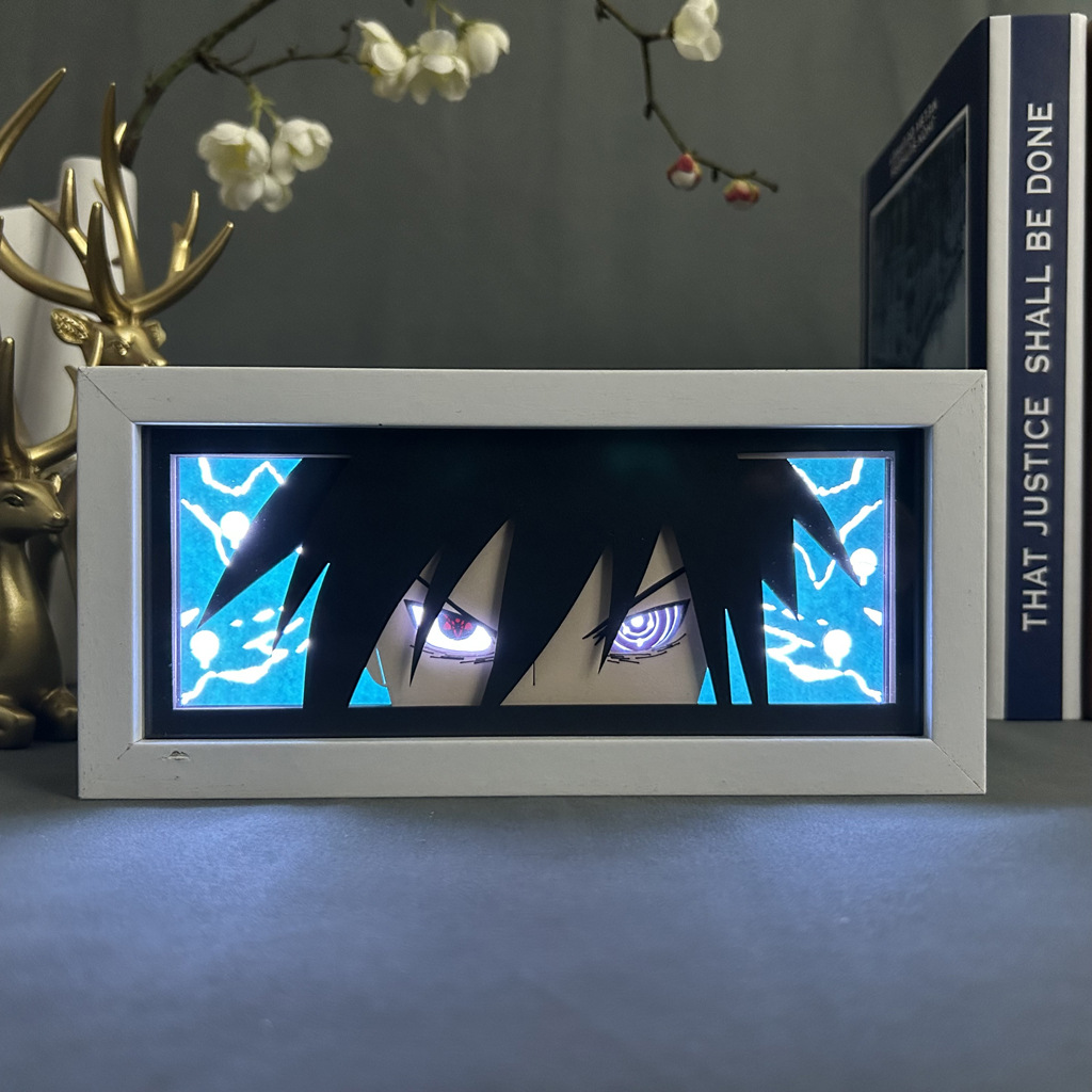 Animation Paper Carving Lamp Naruto Desktop Ornaments Paper-Cut Lamp Sasuke Photo Frame Lamp Naruto Uchiha Itachi Night Light