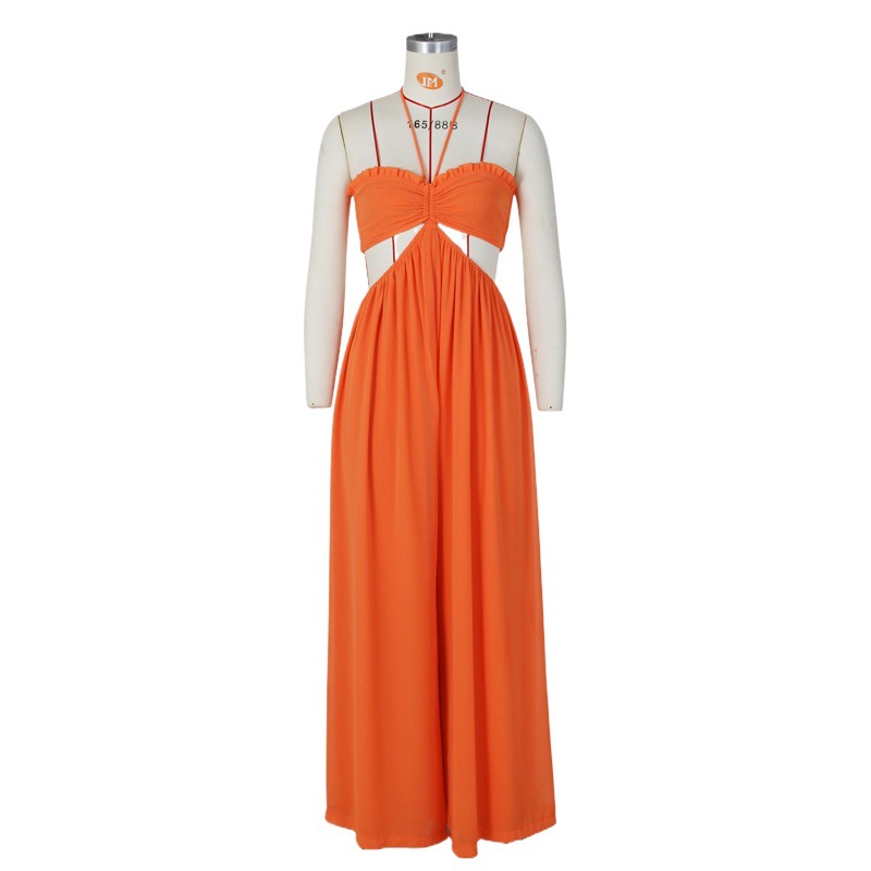 Cross-border e-commerce source factory Amazon best selling sexy chiffon chest-wrapped bare back wide-legged jumpsuit European and American women's clothing
